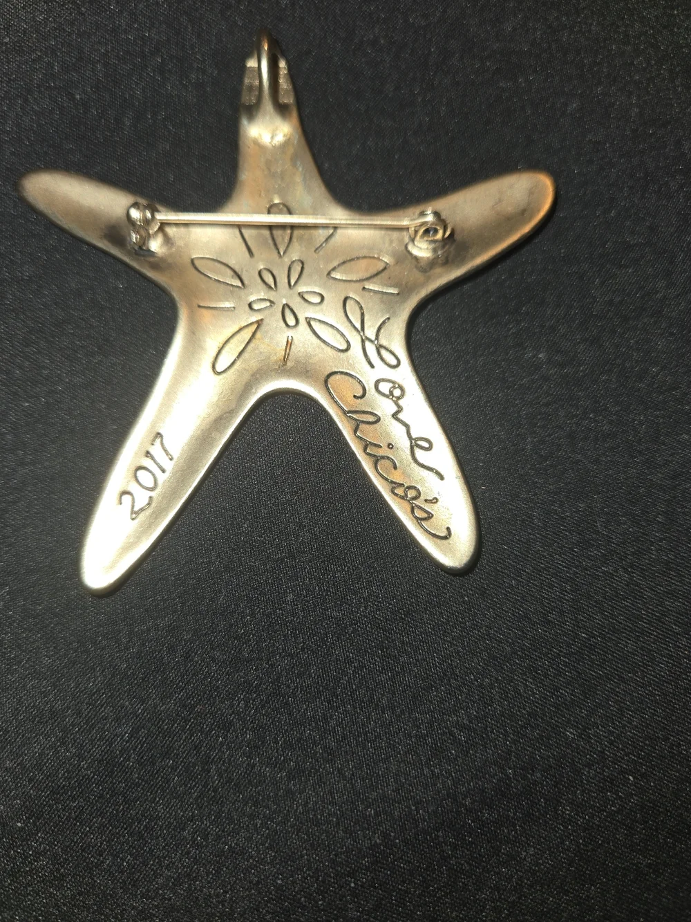 CHICO'S 2017 Starfish Brooch Pin Pendant Convertible Rhinestone Love Peace 2.75